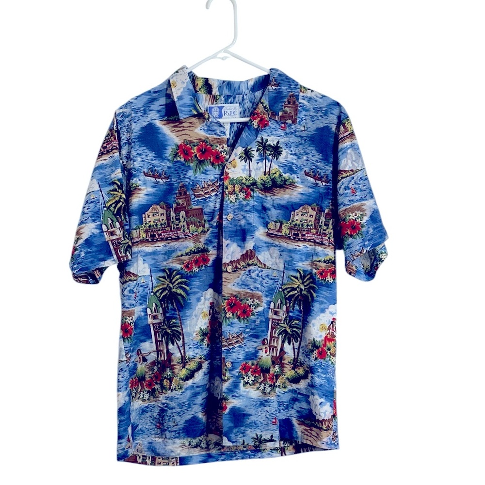 Men’s Vintage Styled by RJC Ltd. Hawaiian Button Down Short Sleeve Shirt Sz L